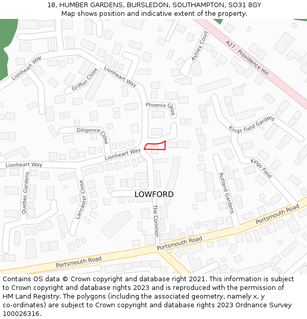 18, HUMBER GARDENS, BURSLEDON, SOUTHAMPTON, SO31 8GY: Location map and indicative extent of plot