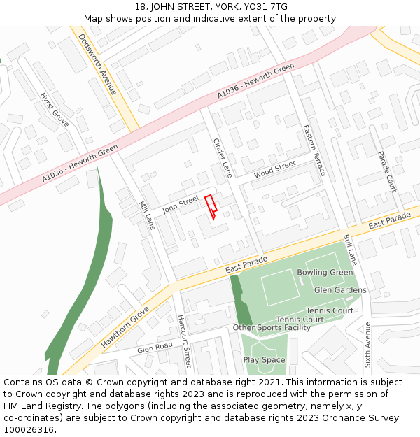 18, JOHN STREET, YORK, YO31 7TG: Location map and indicative extent of plot