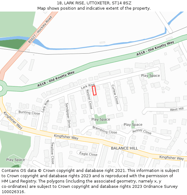 18, LARK RISE, UTTOXETER, ST14 8SZ: Location map and indicative extent of plot