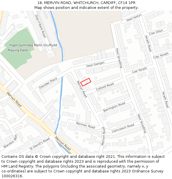 18, MERVYN ROAD, WHITCHURCH, CARDIFF, CF14 1PR: Location map and indicative extent of plot