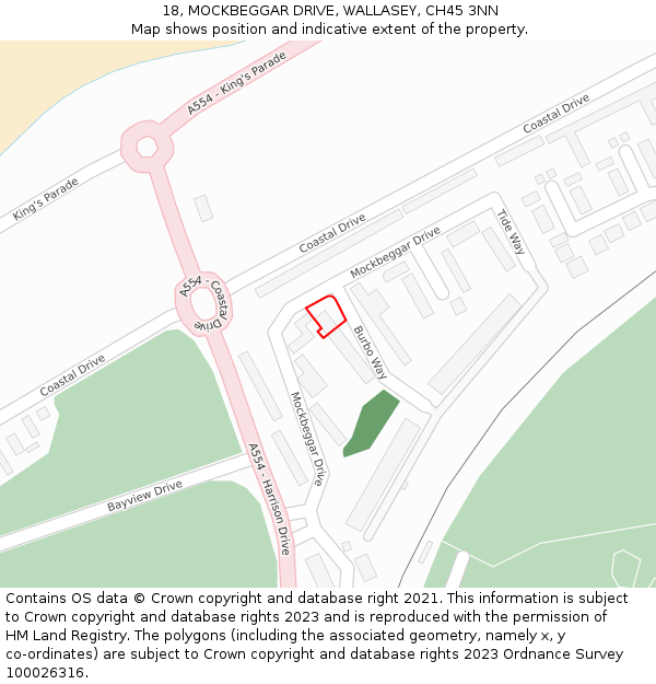 18, MOCKBEGGAR DRIVE, WALLASEY, CH45 3NN: Location map and indicative extent of plot