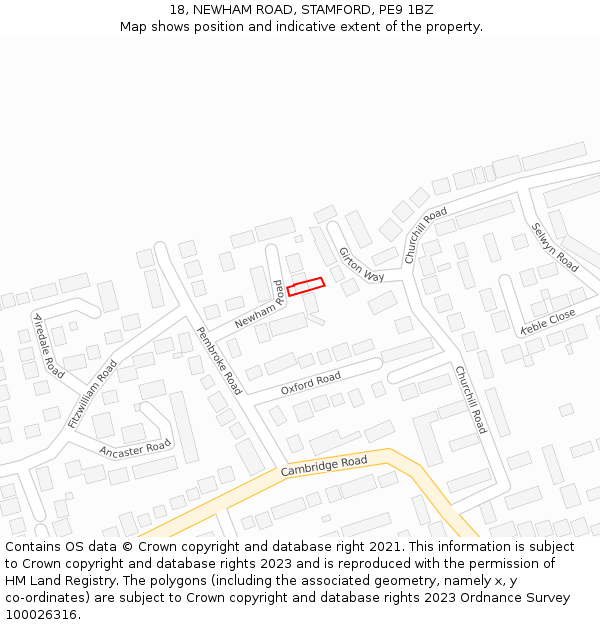 18, NEWHAM ROAD, STAMFORD, PE9 1BZ: Location map and indicative extent of plot