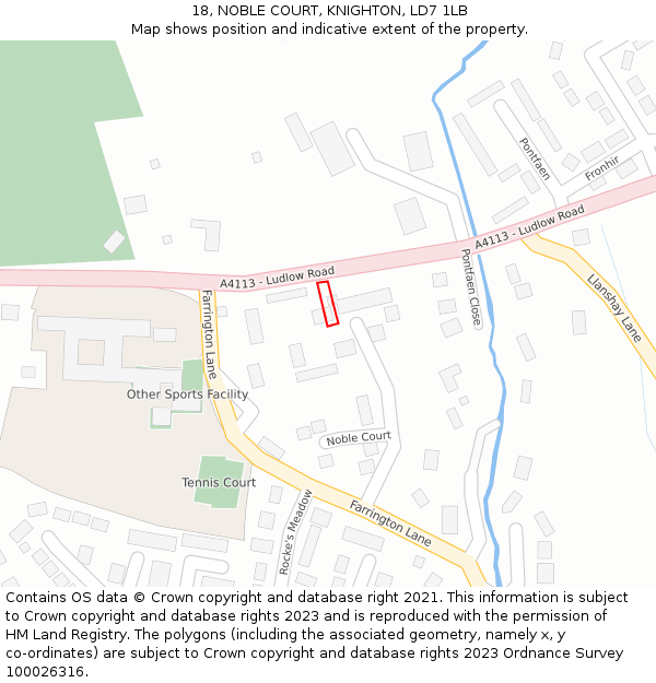 18, NOBLE COURT, KNIGHTON, LD7 1LB: Location map and indicative extent of plot