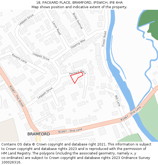 18, PACKARD PLACE, BRAMFORD, IPSWICH, IP8 4HA: Location map and indicative extent of plot