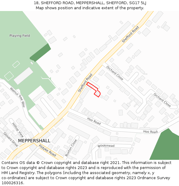 18, SHEFFORD ROAD, MEPPERSHALL, SHEFFORD, SG17 5LJ: Location map and indicative extent of plot