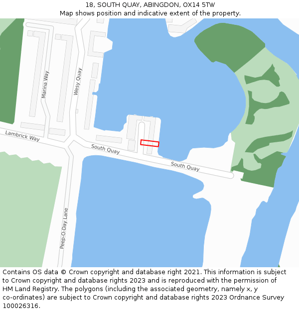 18, SOUTH QUAY, ABINGDON, OX14 5TW: Location map and indicative extent of plot