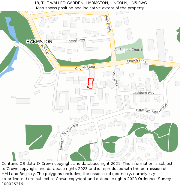 18, THE WALLED GARDEN, HARMSTON, LINCOLN, LN5 9WG: Location map and indicative extent of plot