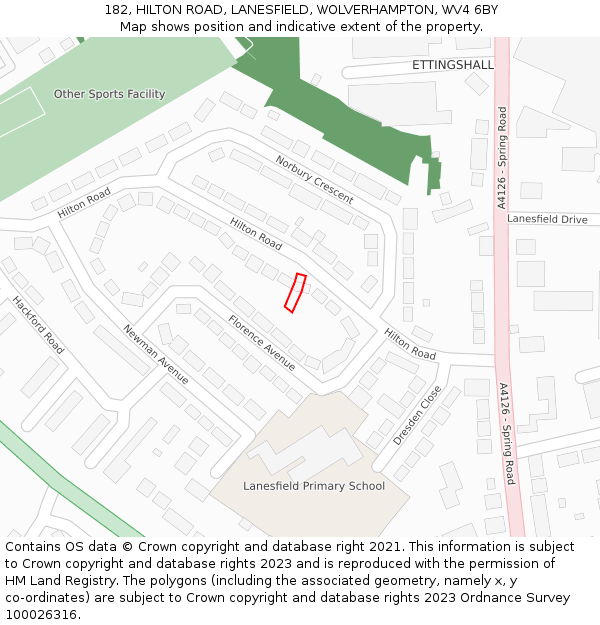 182, HILTON ROAD, LANESFIELD, WOLVERHAMPTON, WV4 6BY: Location map and indicative extent of plot