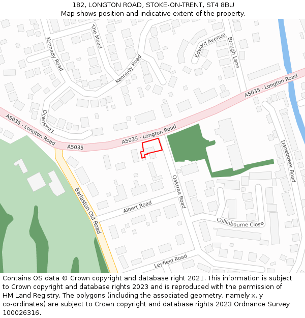 182, LONGTON ROAD, STOKE-ON-TRENT, ST4 8BU: Location map and indicative extent of plot