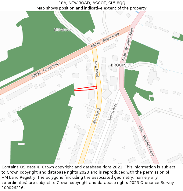 18A, NEW ROAD, ASCOT, SL5 8QQ: Location map and indicative extent of plot