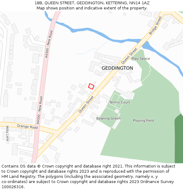 18B, QUEEN STREET, GEDDINGTON, KETTERING, NN14 1AZ: Location map and indicative extent of plot