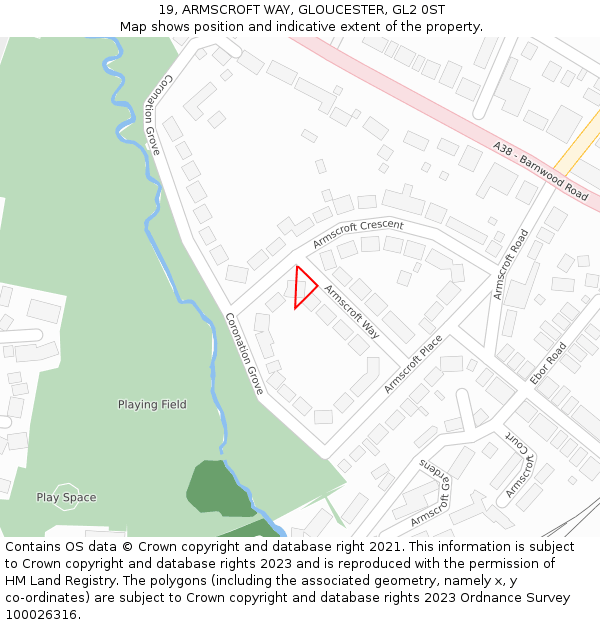 19, ARMSCROFT WAY, GLOUCESTER, GL2 0ST: Location map and indicative extent of plot