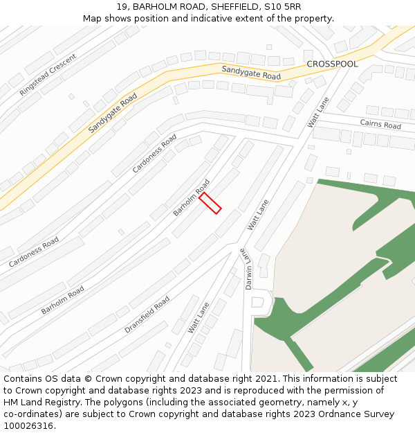 19, BARHOLM ROAD, SHEFFIELD, S10 5RR: Location map and indicative extent of plot