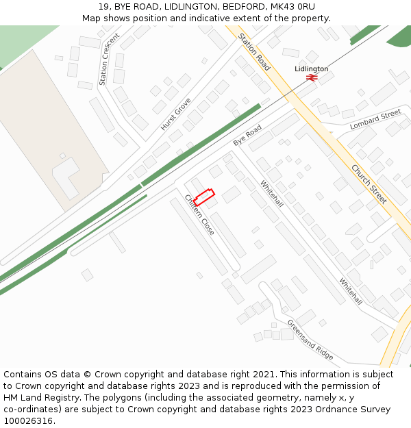 19, BYE ROAD, LIDLINGTON, BEDFORD, MK43 0RU: Location map and indicative extent of plot