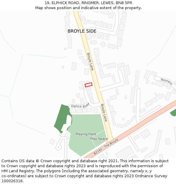 19, ELPHICK ROAD, RINGMER, LEWES, BN8 5PR: Location map and indicative extent of plot