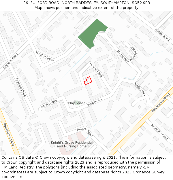 19, FULFORD ROAD, NORTH BADDESLEY, SOUTHAMPTON, SO52 9PR: Location map and indicative extent of plot