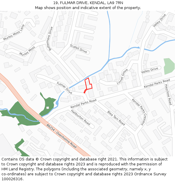 19, FULMAR DRIVE, KENDAL, LA9 7RN: Location map and indicative extent of plot