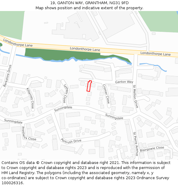 19, GANTON WAY, GRANTHAM, NG31 9FD: Location map and indicative extent of plot