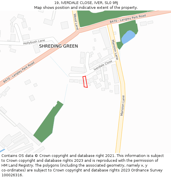 19, IVERDALE CLOSE, IVER, SL0 9RJ: Location map and indicative extent of plot