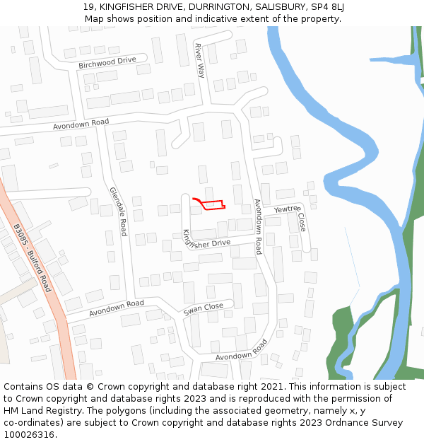 19, KINGFISHER DRIVE, DURRINGTON, SALISBURY, SP4 8LJ: Location map and indicative extent of plot