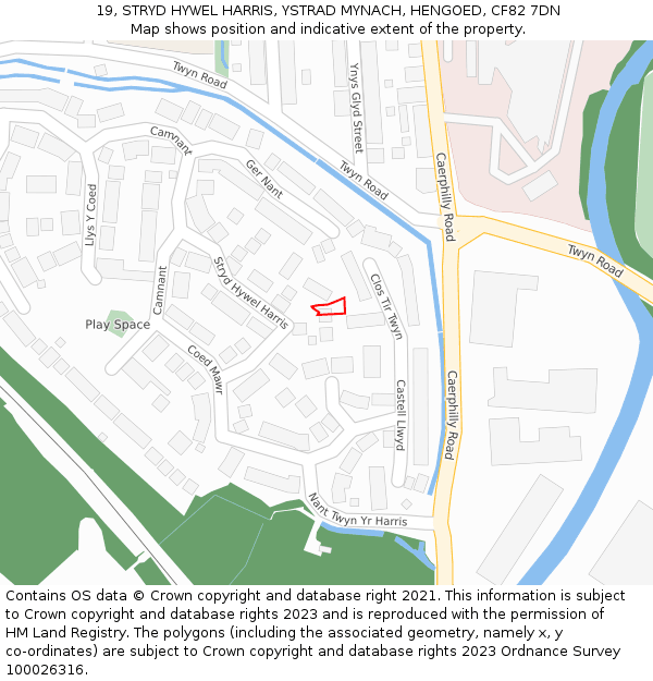 19, STRYD HYWEL HARRIS, YSTRAD MYNACH, HENGOED, CF82 7DN: Location map and indicative extent of plot