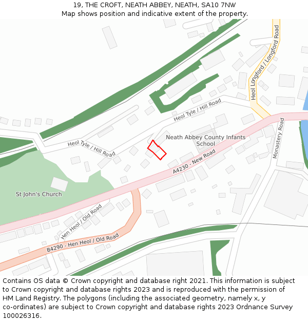19, THE CROFT, NEATH ABBEY, NEATH, SA10 7NW: Location map and indicative extent of plot