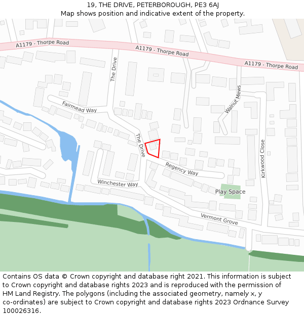 19, THE DRIVE, PETERBOROUGH, PE3 6AJ: Location map and indicative extent of plot