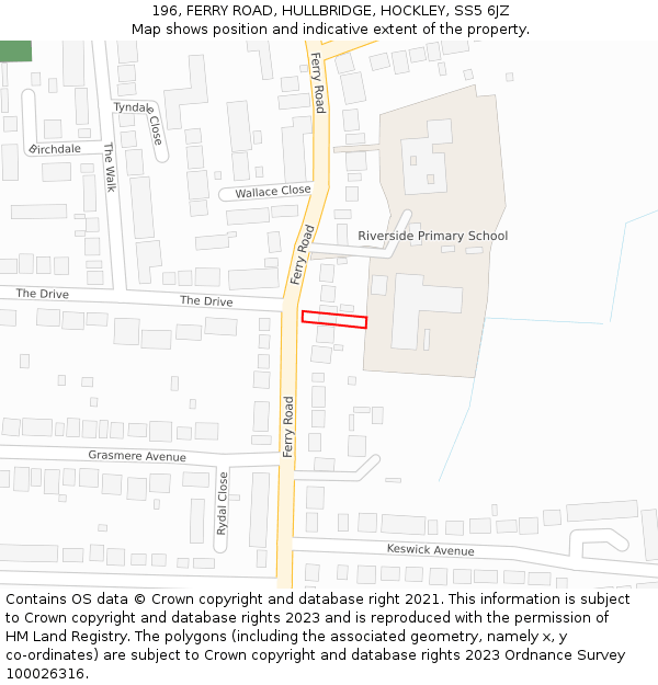 196, FERRY ROAD, HULLBRIDGE, HOCKLEY, SS5 6JZ: Location map and indicative extent of plot