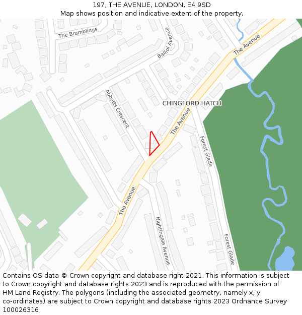 197, THE AVENUE, LONDON, E4 9SD: Location map and indicative extent of plot