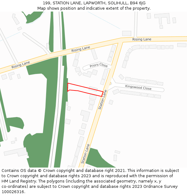 199, STATION LANE, LAPWORTH, SOLIHULL, B94 6JG: Location map and indicative extent of plot