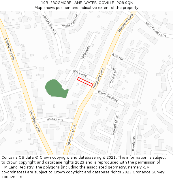 19B, FROGMORE LANE, WATERLOOVILLE, PO8 9QN: Location map and indicative extent of plot