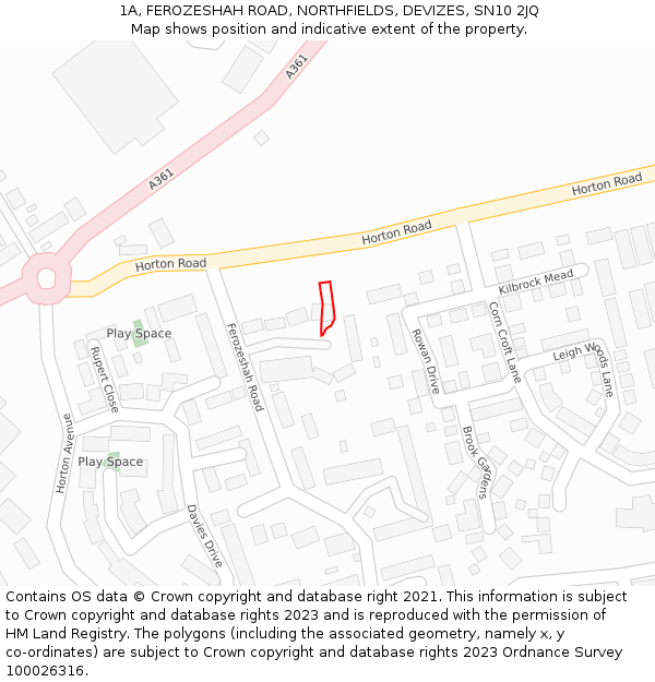 1A, FEROZESHAH ROAD, NORTHFIELDS, DEVIZES, SN10 2JQ: Location map and indicative extent of plot