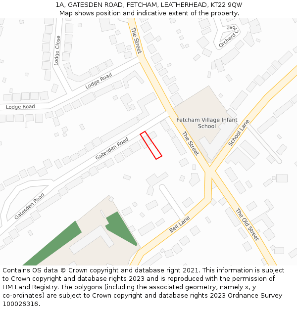 1A, GATESDEN ROAD, FETCHAM, LEATHERHEAD, KT22 9QW: Location map and indicative extent of plot