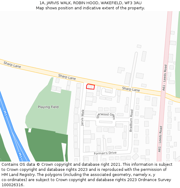 1A, JARVIS WALK, ROBIN HOOD, WAKEFIELD, WF3 3AU: Location map and indicative extent of plot