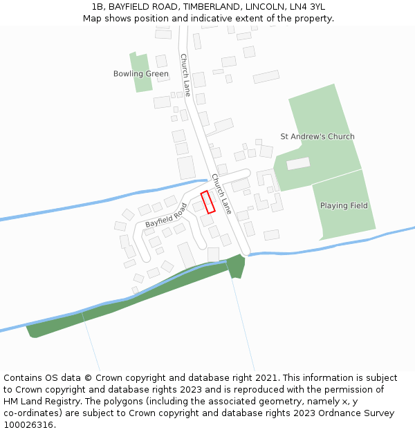 1B, BAYFIELD ROAD, TIMBERLAND, LINCOLN, LN4 3YL: Location map and indicative extent of plot