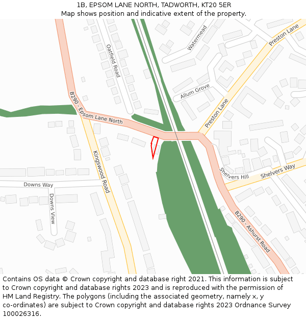 1B, EPSOM LANE NORTH, TADWORTH, KT20 5ER: Location map and indicative extent of plot