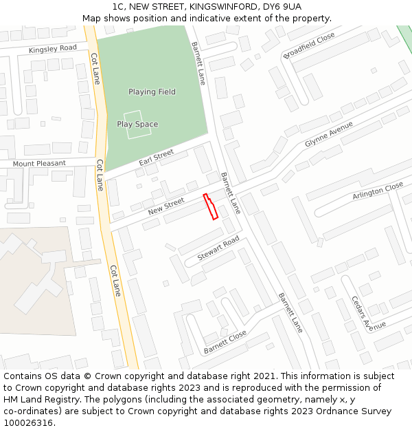 1C, NEW STREET, KINGSWINFORD, DY6 9UA: Location map and indicative extent of plot