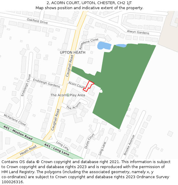 2, ACORN COURT, UPTON, CHESTER, CH2 1JT: Location map and indicative extent of plot