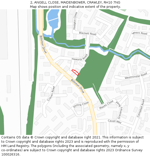 2, ANGELL CLOSE, MAIDENBOWER, CRAWLEY, RH10 7NG: Location map and indicative extent of plot