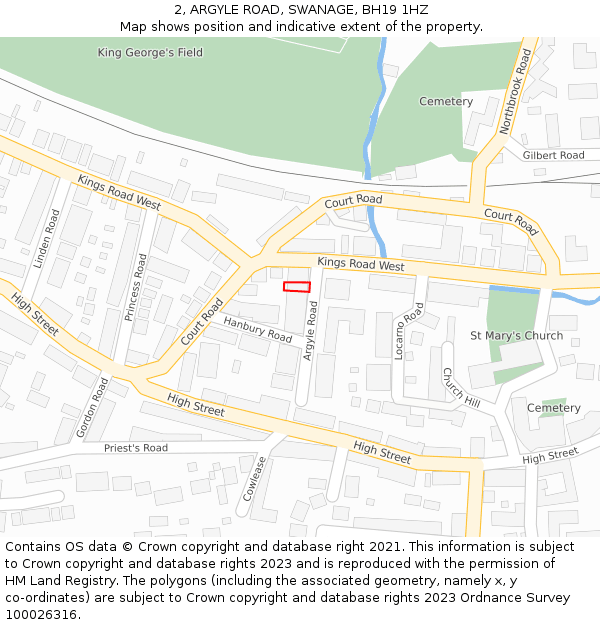 2, ARGYLE ROAD, SWANAGE, BH19 1HZ: Location map and indicative extent of plot