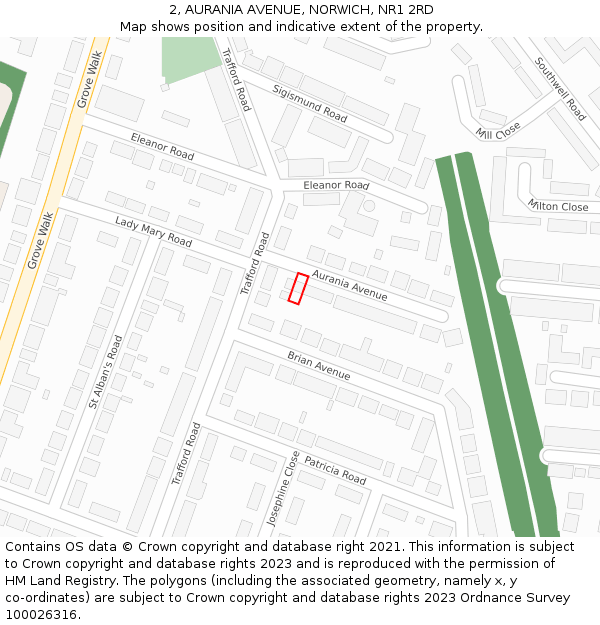 2, AURANIA AVENUE, NORWICH, NR1 2RD: Location map and indicative extent of plot