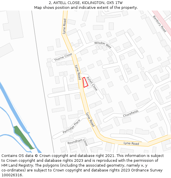 2, AXTELL CLOSE, KIDLINGTON, OX5 1TW: Location map and indicative extent of plot