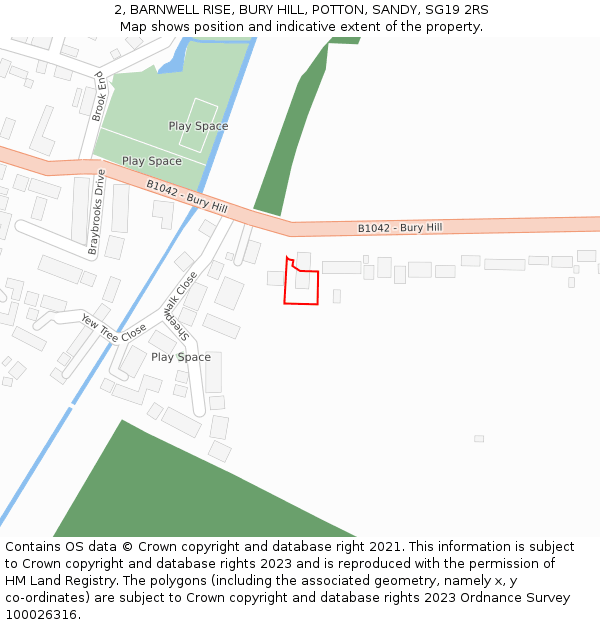 2, BARNWELL RISE, BURY HILL, POTTON, SANDY, SG19 2RS: Location map and indicative extent of plot