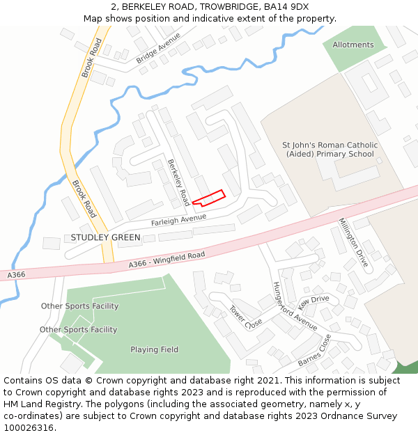 2, BERKELEY ROAD, TROWBRIDGE, BA14 9DX: Location map and indicative extent of plot