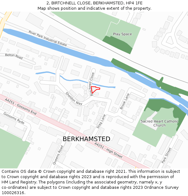 2, BIRTCHNELL CLOSE, BERKHAMSTED, HP4 1FE: Location map and indicative extent of plot