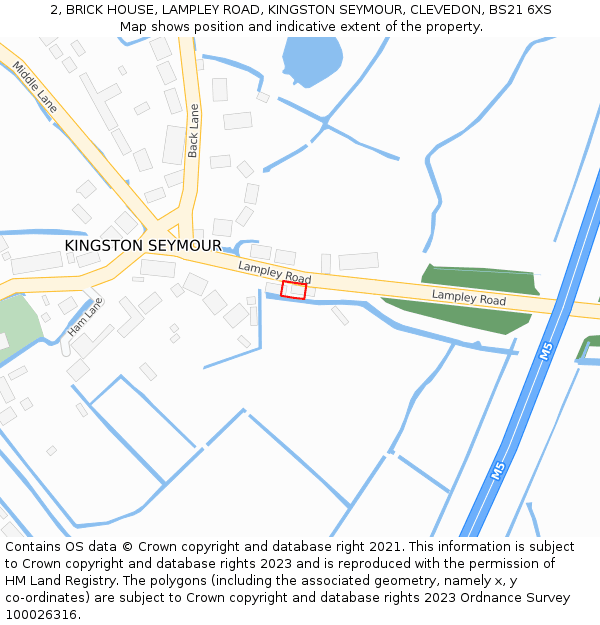 2, BRICK HOUSE, LAMPLEY ROAD, KINGSTON SEYMOUR, CLEVEDON, BS21 6XS: Location map and indicative extent of plot