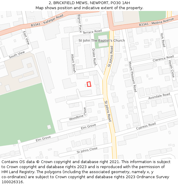 2, BRICKFIELD MEWS, NEWPORT, PO30 1AH: Location map and indicative extent of plot