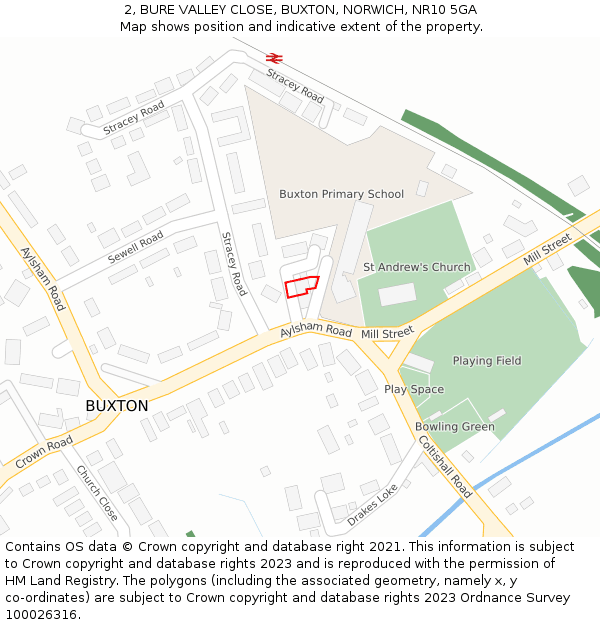 2, BURE VALLEY CLOSE, BUXTON, NORWICH, NR10 5GA: Location map and indicative extent of plot