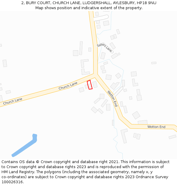 2, BURY COURT, CHURCH LANE, LUDGERSHALL, AYLESBURY, HP18 9NU: Location map and indicative extent of plot