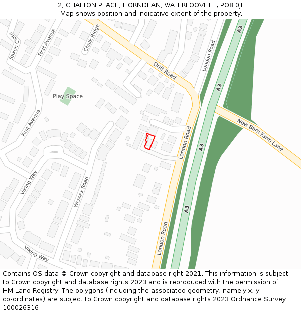 2, CHALTON PLACE, HORNDEAN, WATERLOOVILLE, PO8 0JE: Location map and indicative extent of plot